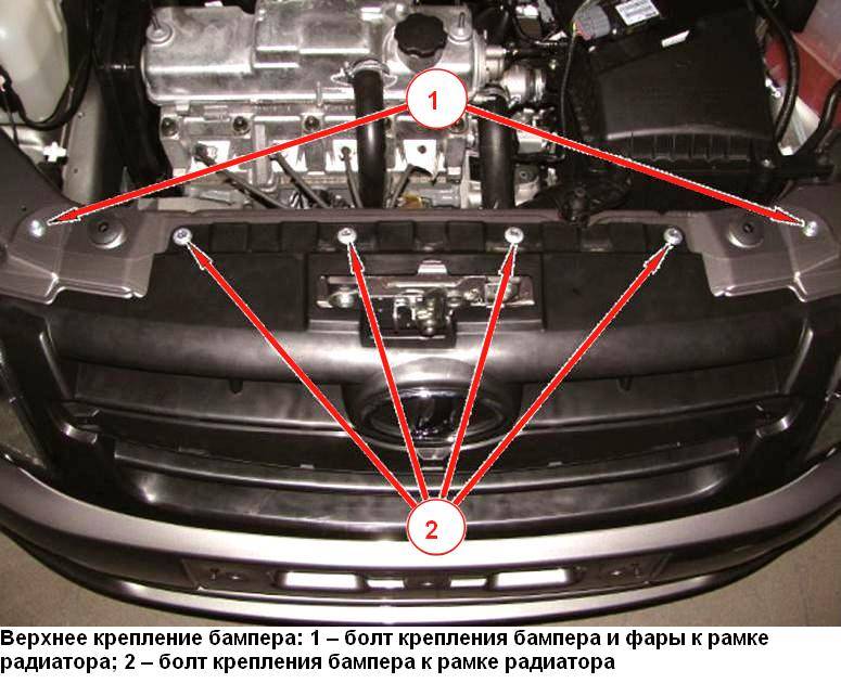Как снять бампер на гранте передний нового образца