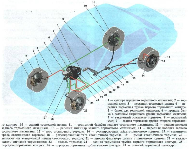 Нексия задние тормоза схема