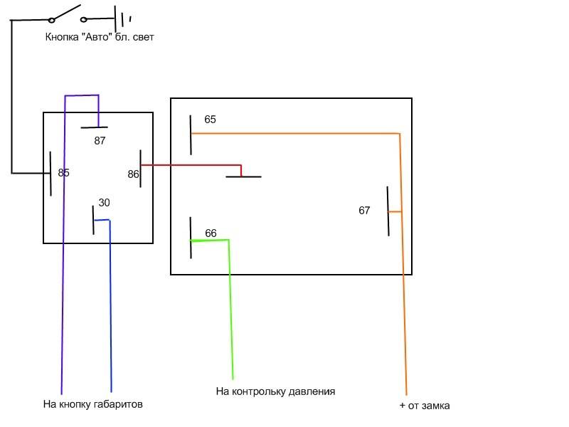 Схема подключения реле фар на ваз 2106