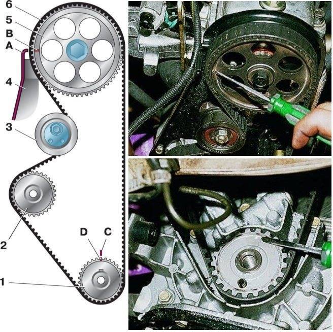 Как поставить по меткам ремень грм на двигателе